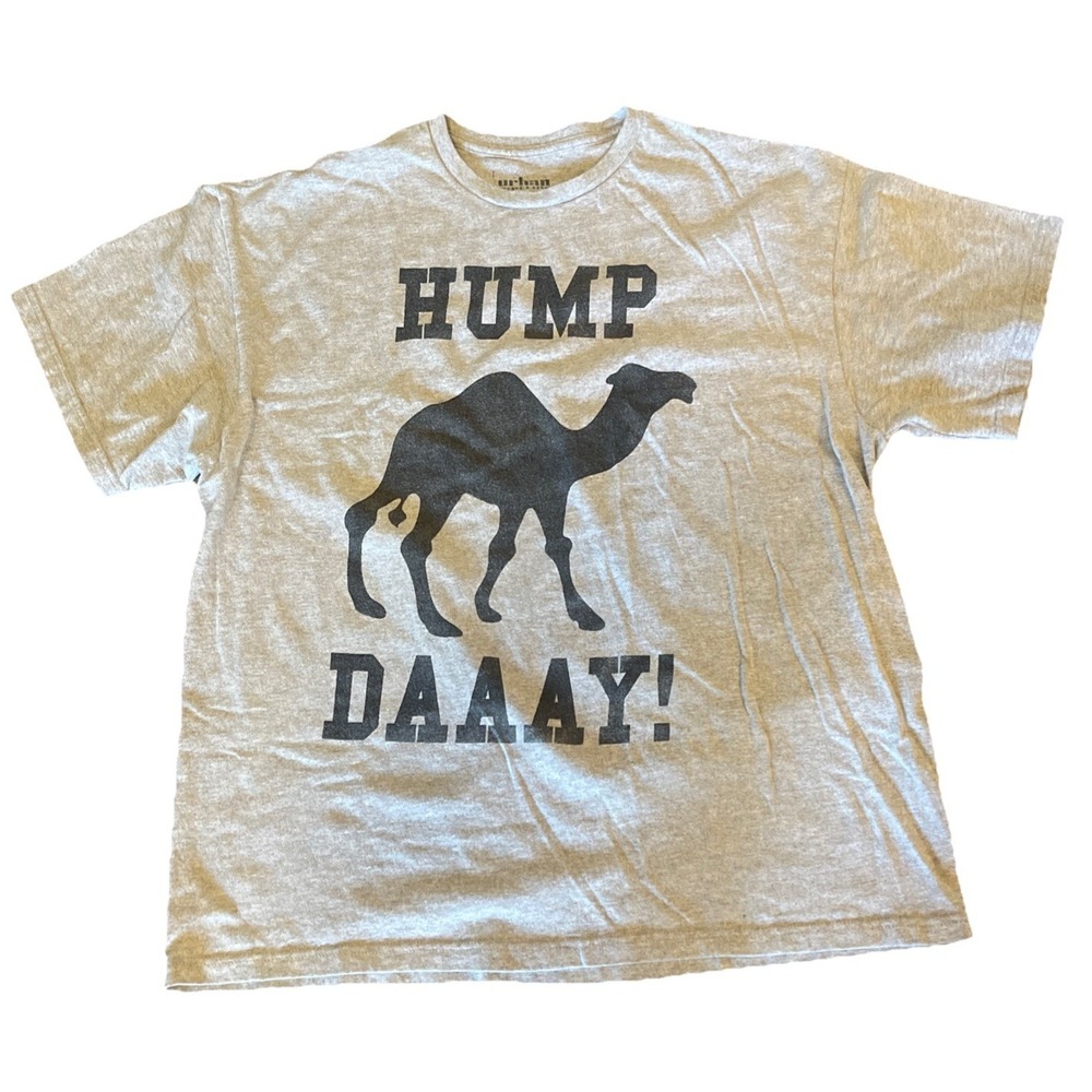 Hump Daay! Funny Camel Men's‎ X Large T-Shirt Gray w/Black